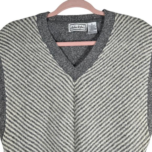 Andrew St. John Sweater Vest Women Large Gray V Neck Silk Linen Angora Blend VTG - Picture 2 of 9